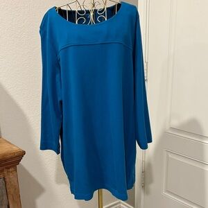 Lands' End Teal Long Sleeve Top 100% Cotton